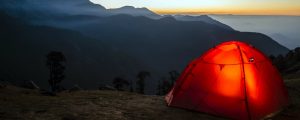 Red tent for camping